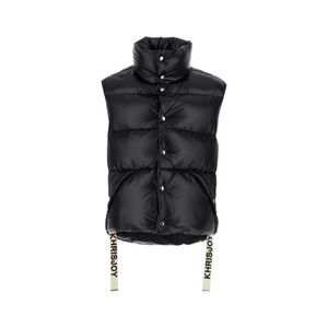 Khrisjoy Men Black Nylon Sleeveless Puff Shiny Down Jacket